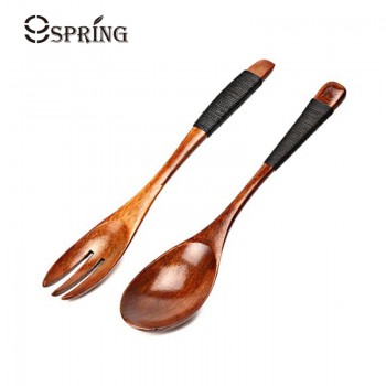 Japanese Style Dinnerware Set Wooden Salad Dinner Fork Set Kitchen Cutlery Set For Kids Portable Outdoor Picnic Tableware