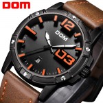 DOM Watch Men Luxury Sport Quartz wristwatch clock Mens Watches Leather Business Waterproof watch Relogio Masculino M-1218BL-1M5