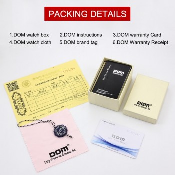 DOM Watch Men Luxury Sport Quartz wristwatch clock Mens Watches Leather Business Waterproof watch Relogio Masculino M-1218BL-1M5
