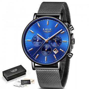 LIGE Fashion Men Watches Male Top Brand Luxury Quartz Watch Men Casual Slim Dress Waterproof Sport WristWatch Relogio Masculino