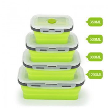 Lunch Box Silicone Bowl Folding Foldable Portable Food Storage Container Eco-Friendly 350ML/500ML/800ML/1200ML E2S