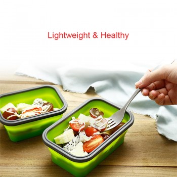 Lunch Box Silicone Bowl Folding Foldable Portable Food Storage Container Eco-Friendly 350ML/500ML/800ML/1200ML E2S