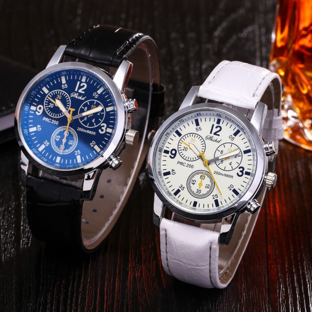 Fashion Faux Leather Mens Analog Quarts Watches Blue Ray Men Wrist Watch 2018 Mens Watches Top Brand Luxury Casual Watch Clock