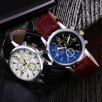 Fashion Faux Leather Mens Analog Quarts Watches Blue Ray Men Wrist Watch 2018 Mens Watches Top Brand Luxury Casual Watch Clock
