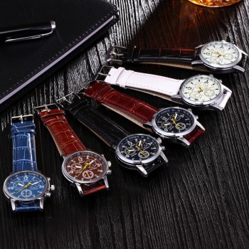 Fashion Faux Leather Mens Analog Quarts Watches Blue Ray Men Wrist Watch 2018 Mens Watches Top Brand Luxury Casual Watch Clock