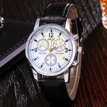 Fashion Faux Leather Mens Analog Quarts Watches Blue Ray Men Wrist Watch 2018 Mens Watches Top Brand Luxury Casual Watch Clock