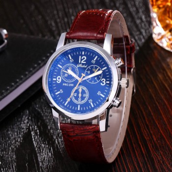 Fashion Faux Leather Mens Analog Quarts Watches Blue Ray Men Wrist Watch 2018 Mens Watches Top Brand Luxury Casual Watch Clock