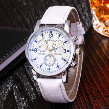 Fashion Faux Leather Mens Analog Quarts Watches Blue Ray Men Wrist Watch 2018 Mens Watches Top Brand Luxury Casual Watch Clock