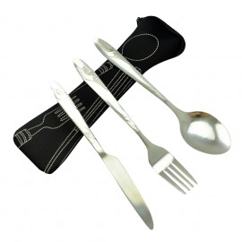 3 PCS Stainless Steel Tableware Set Portable Travel Silverware Lightweight Travel Camping Cutlery Set (Case-Knife Fork Spoon)