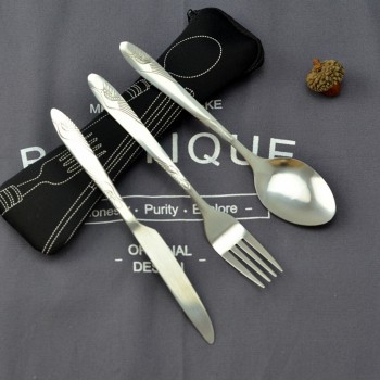 3 PCS Stainless Steel Tableware Set Portable Travel Silverware Lightweight Travel Camping Cutlery Set (Case-Knife Fork Spoon)