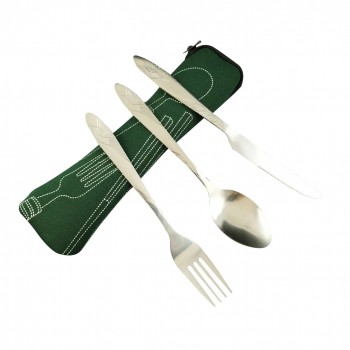 3 PCS Stainless Steel Tableware Set Portable Travel Silverware Lightweight Travel Camping Cutlery Set (Case-Knife Fork Spoon)