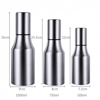 1Pc Stainless Steel Dust-proof Edible Oil Pot Sauce Vinegar Leak-proof Oil Bottle Kitchen Accessories 500ml 750ml 1000ml