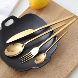 24pcs KuBac Hommi 2018 New Golden Top Quality Stainless Steel Steak Knife Fork Party Cutlery Set Gold Cutlery Kinfe Forks Set