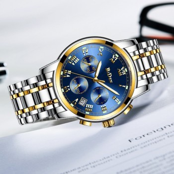 BIDEN Top Brand Luxury Chronograph Date Mens Watches Military Sport Male Clock Steel Strap Business Wrist Quartz Men Watch