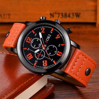 SOKI Men Watches 2018 Luxury Brand Leather Quartz Watch Fashion Sport Mens Wristwatch Reloj Hombre Clock Male Relogio Masculino