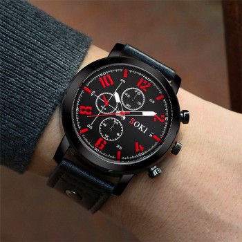 SOKI Men Watches 2018 Luxury Brand Leather Quartz Watch Fashion Sport Mens Wristwatch Reloj Hombre Clock Male Relogio Masculino