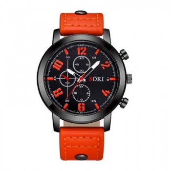SOKI Men Watches 2018 Luxury Brand Leather Quartz Watch Fashion Sport Mens Wristwatch Reloj Hombre Clock Male Relogio Masculino