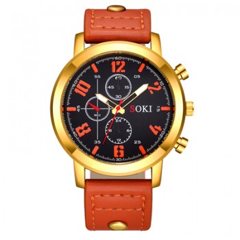 SOKI Men Watches 2018 Luxury Brand Leather Quartz Watch Fashion Sport Mens Wristwatch Reloj Hombre Clock Male Relogio Masculino