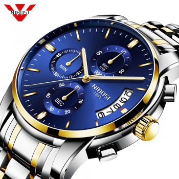 NIBOSI 2018 Luxury Business Men Quartz Watches Luminous Waterproof Military Sport Watch Male Wristwatches Relogio Masculino