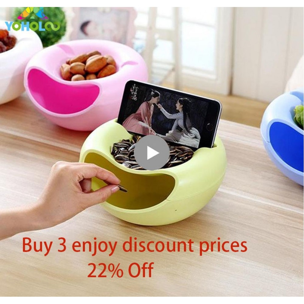 Creative Lazy Fruit Dish Snacks Nut Melon Seeds Bowl Double Layer Plastic Candy Plate Peels Shells Storage Tray Desk Home Decor