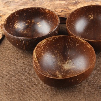 Natural Coconut Bowl Decoration Fruit Salad Noodle Rice Bowl Wooden Fruit Bowl Handicraft Decoration Creative Coconut Shell Bowl