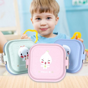 Portable Cartoon Lunch Box Food For Kids Double Layer Food Fruit Container Storage Box Picnic Plastic Bento Box Children Gift