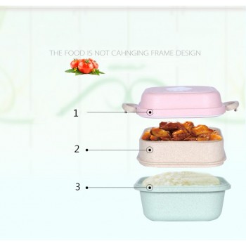 Portable Cartoon Lunch Box Food For Kids Double Layer Food Fruit Container Storage Box Picnic Plastic Bento Box Children Gift