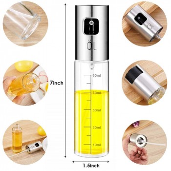 Glass Oil Dispenser Empty Bottle Stainless Steel Olive Oil Spray Barbecue Vinegar Sprayer Pot Storage Bottles Kitchen Tools S3