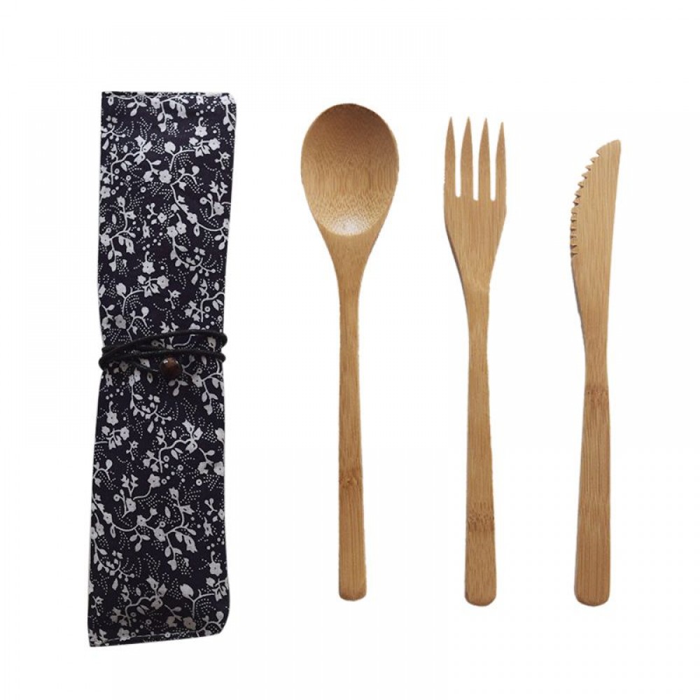 Reusable Non-Toxic Flatware Set 7.8 Inches Bamboo Knife, Fork, Spoon for Home Camping Travel Picnic Supplies