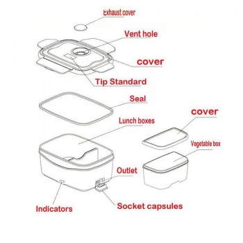 EU/CN Lunch Box Food Container Portable Electric Lunch Box Heating Food Warmer Heater Rice Container Dinnerware Set for Home Car