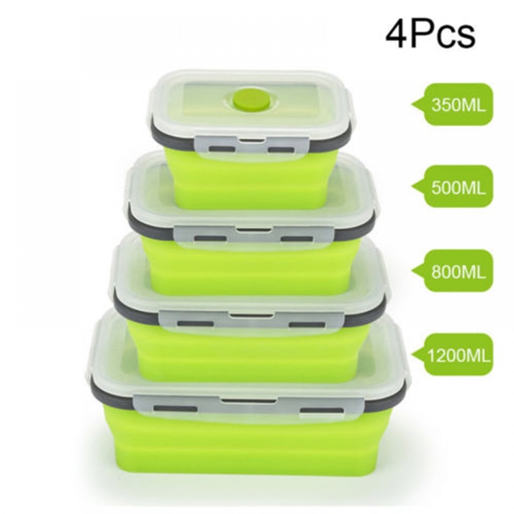 350-1200ML Silicone Foldable lunch Boxes Space Save Large Food Containers Set