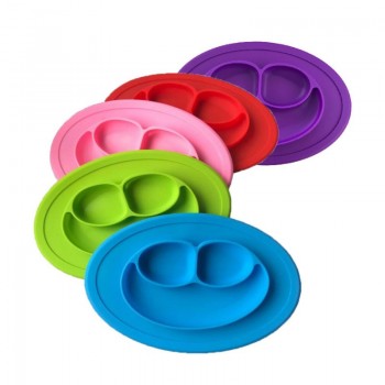 Silicone Material Baby Dining Plate Health Lovely Smile Face Lunch Tableware Kitchen Fruit Dishes Children Bowl