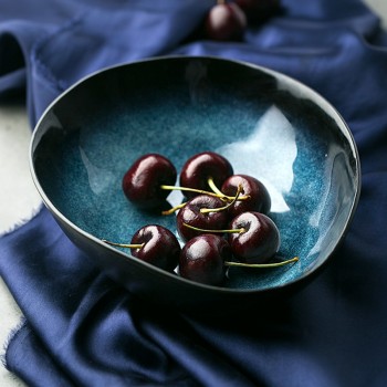 high quality big soup irregular noodle bowl ceramic fruit bowl sim blye  star view