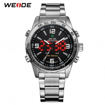 WEIDE 2019 Mens Business Casual Watches Luxury Brand Quartz LED Digital Movement Wrist Watch Clock Military Relogio Masculino