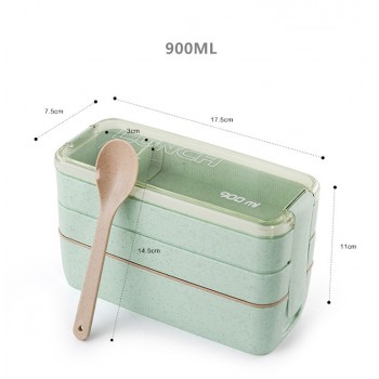 Hot Sales 900ml Portable 3 Layer Healthy Lunch Box Food Container Microwave Oven Lunch Bento Boxes Lunchbox