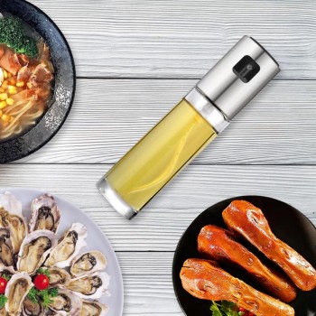 Kitchen Oil Spray Bottle Pump Glass Oil Pot Stainless Steel Olive Oil Sprayer Leak-proof Drops BBQ Oil Dispenser Cooking Tools