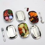 LanLan 304 Stainless Steel Square Lunch Box with Buckle Leak-Proof Food Container Bento Box