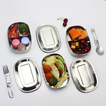 LanLan 304 Stainless Steel Square Lunch Box with Buckle Leak-Proof Food Container Bento Box