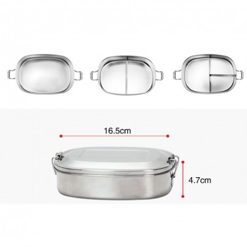 LanLan 304 Stainless Steel Square Lunch Box with Buckle Leak-Proof Food Container Bento Box