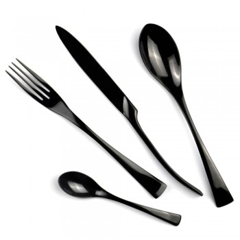 JANKNG 4Pcs/Lot Black Stainless Steel Dinnerware Polishing Cutlery Set Kitchen Tableware Fork Steak Knife TeaSpoon Dinner Set