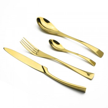 JANKNG 4Pcs/Lot Black Stainless Steel Dinnerware Polishing Cutlery Set Kitchen Tableware Fork Steak Knife TeaSpoon Dinner Set