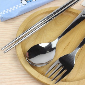 3PCS/SET Cartoon Hello Kitty Doraemon Stainless Steel Travel Dinnerware Set Cutlery Fork Set For Kids Children Tableware C