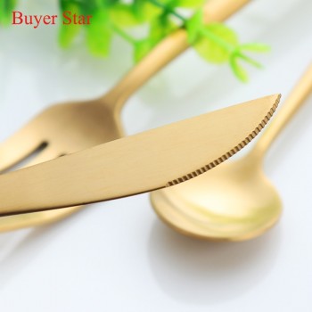 Dinnerware Set 18/8 Stainless Steel Cutlery Set 4 Pieces Golden Knife Fork Tableware Gold Cutleries Western Food Set