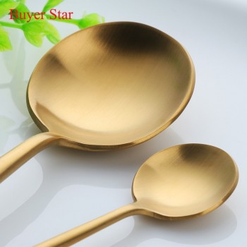 Dinnerware Set 18/8 Stainless Steel Cutlery Set 4 Pieces Golden Knife Fork Tableware Gold Cutleries Western Food Set