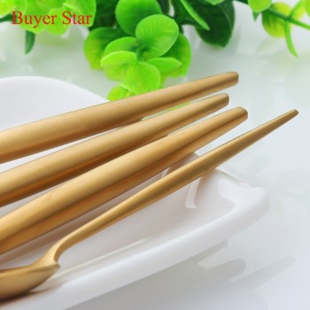 Dinnerware Set 18/8 Stainless Steel Cutlery Set 4 Pieces Golden Knife Fork Tableware Gold Cutleries Western Food Set