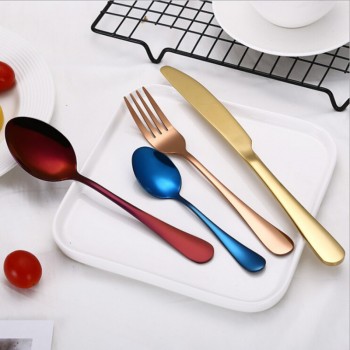 Creative 4PCS / Set Stainless Steel Color Western Steak Set Cutlery Western Tableware Cutlery Set Christmas Gifts