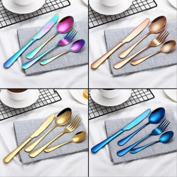 Creative 4PCS / Set Stainless Steel Color Western Steak Set Cutlery Western Tableware Cutlery Set Christmas Gifts