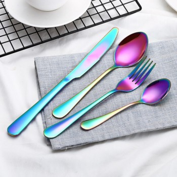 Creative 4PCS / Set Stainless Steel Color Western Steak Set Cutlery Western Tableware Cutlery Set Christmas Gifts