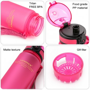 Hot Sale Uzspace Protein Shaker Portable Motion My Tritan Water Bottle Bpa Free Plastic For Sports camping hiking 350/500/650ml