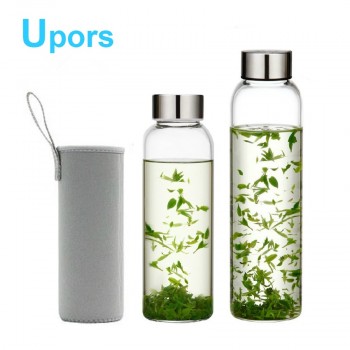 Upors Brand 550ml Sport Style Glass Water Bottle Portable Bicycle Tour Solid Transparent Office Bottle